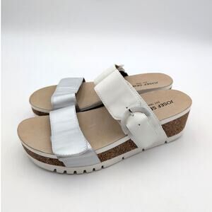 Josef Seibel Quinn 14 Wedge Heel Slide Sandals Women's Silver Size US9 EU40